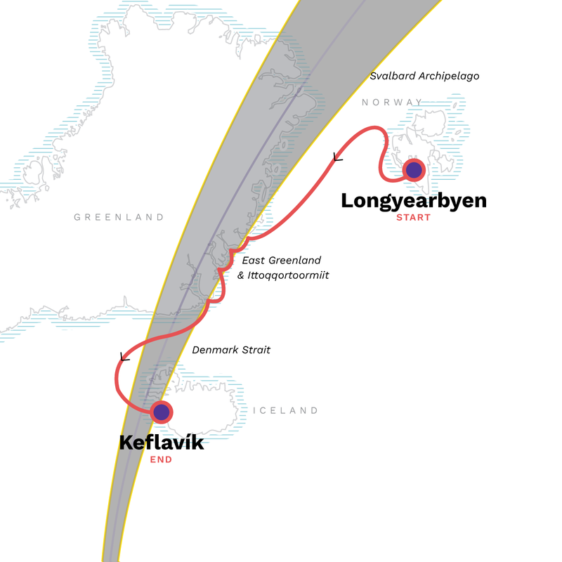 Map of the route for Arctic Highlights: Solar Eclipse Edition