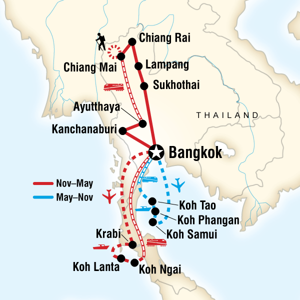 Map of the route for Thailand Encompassed