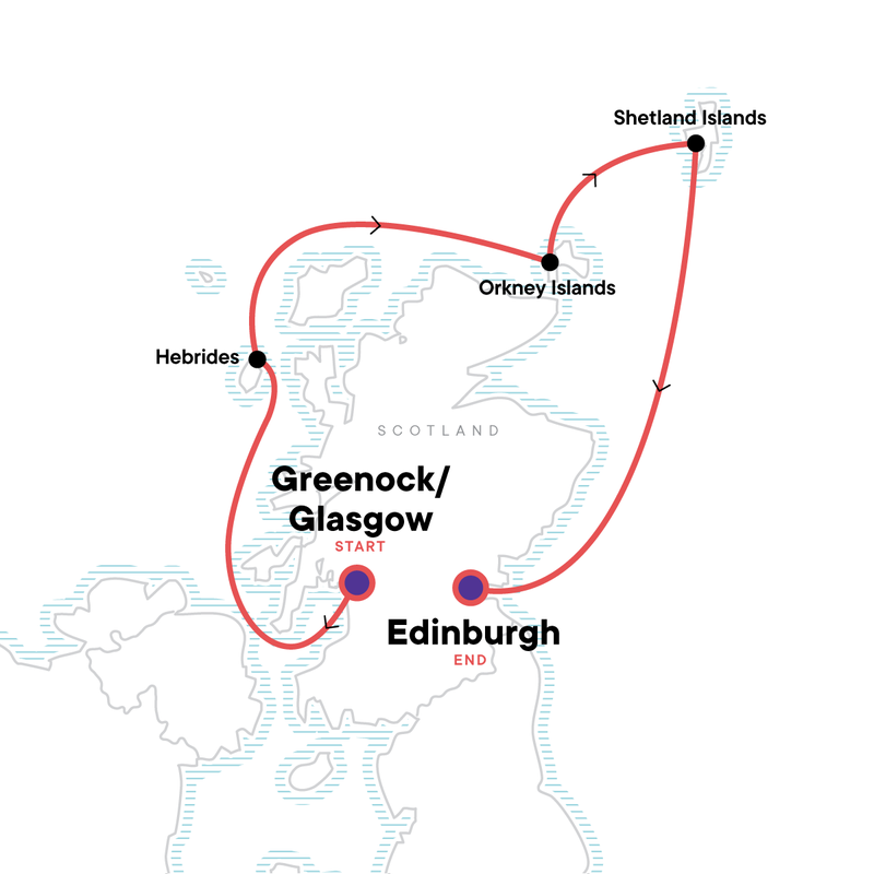 Map of the route for The Scottish Isles: An Expedition Through History & Highlands