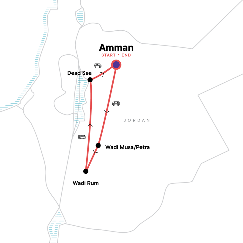 Map of the route for GX Jordan - Ambassadors