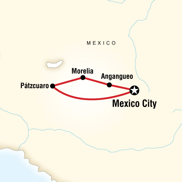 Map of the route for Mexico Monarch Butterfly Trail