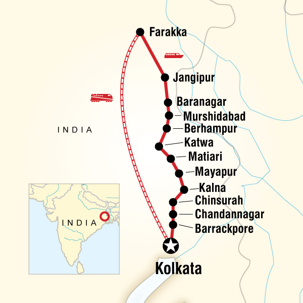 Map of the route for India River Cruise – Ganges Experience