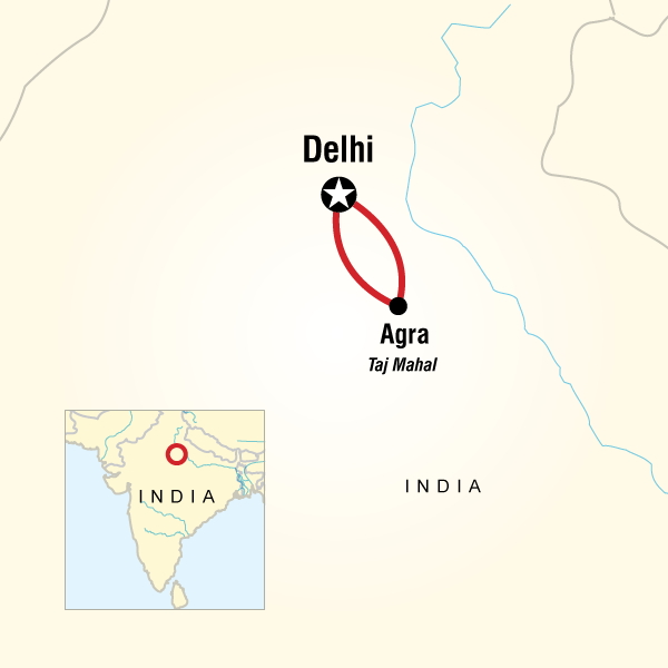 Map of the route for Agra Independent Adventure