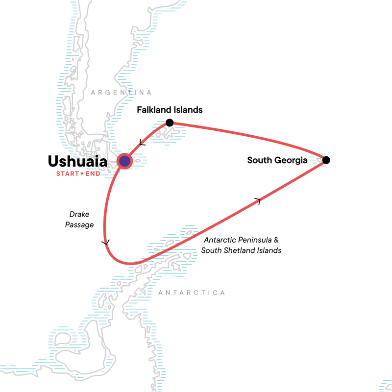 Map of the route for Spirit of Shackleton