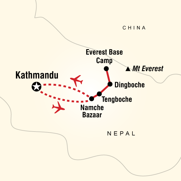 Map of the route for Everest Base Camp Trek