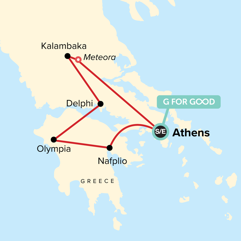 Map of the route for Journeys: Discover Mainland Greece