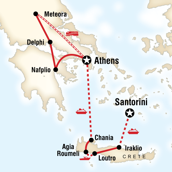 Map of the route for Best of Greece