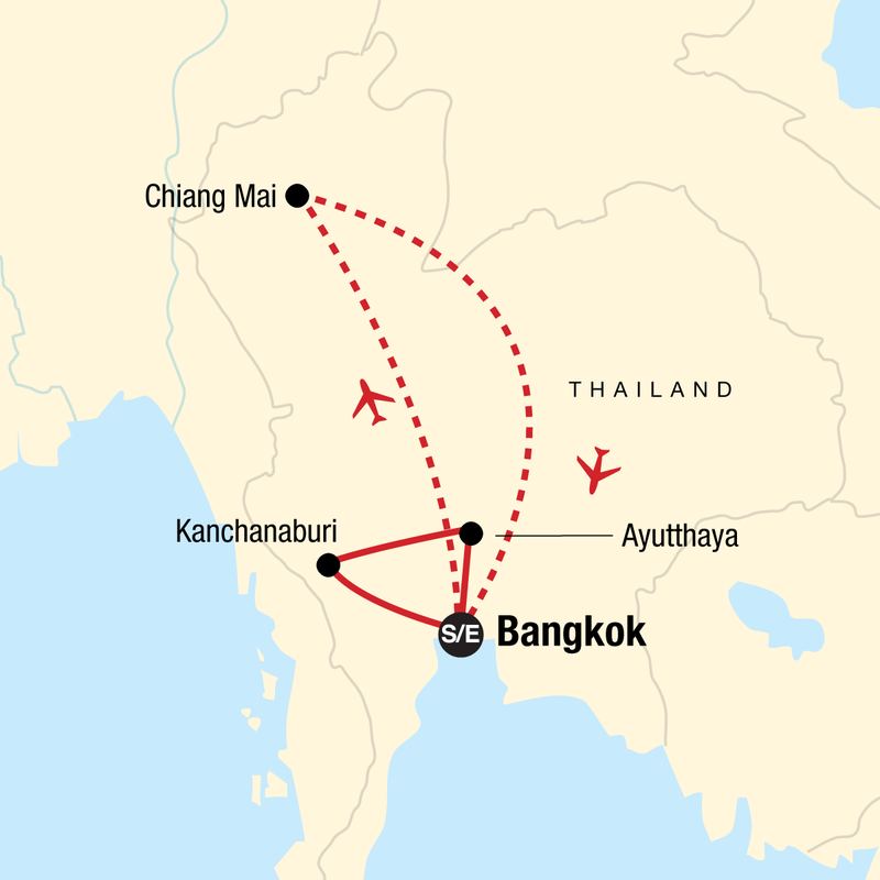 Map of the route for Thailand Journey