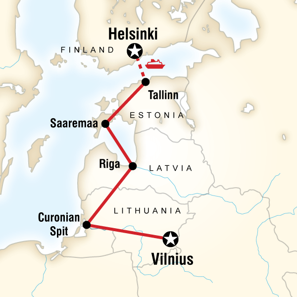 Map of the route for Baltic Adventure