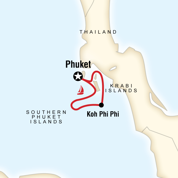 Map of the route for Sailing Thailand - Phuket to Phuket