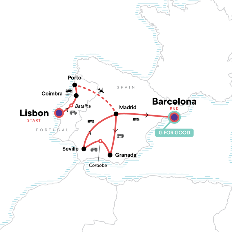 Map of the route for Best of Spain & Portugal