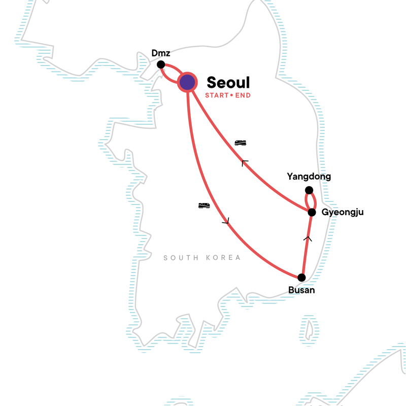 Map of the route for Best of South Korea