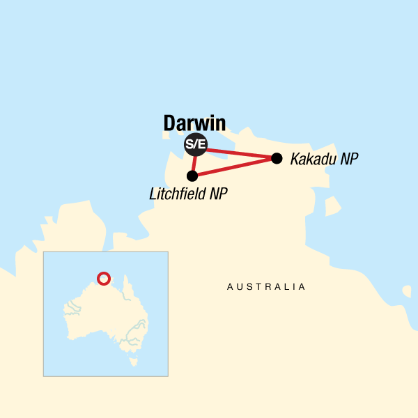Map of the route for Kakadu Adventure