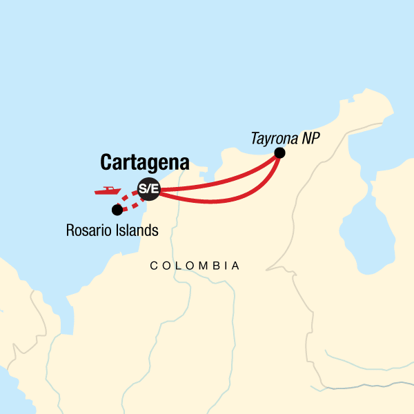 Map of the route for Wellness Colombia