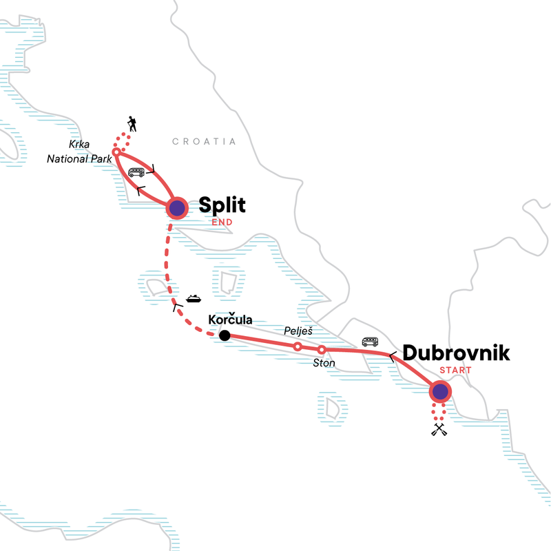 Map of the route for Solo-ish Croatia
