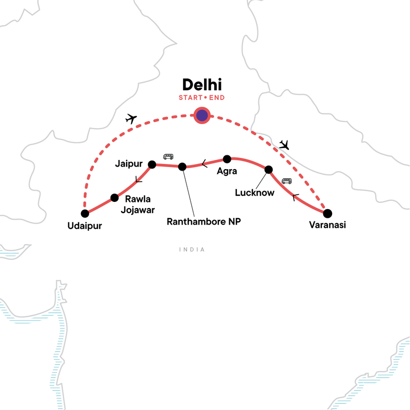 Map of the route for TailorMade: India Introduction
