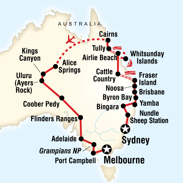 Map of the route for Australia Encompassed