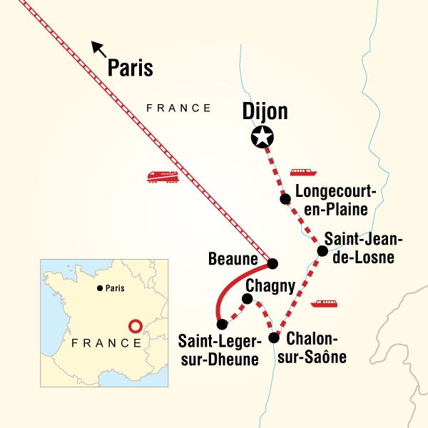 Map of the route for Quintessential Burgundy