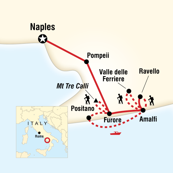 Map of the route for Local Living Italy—Amalfi Coast