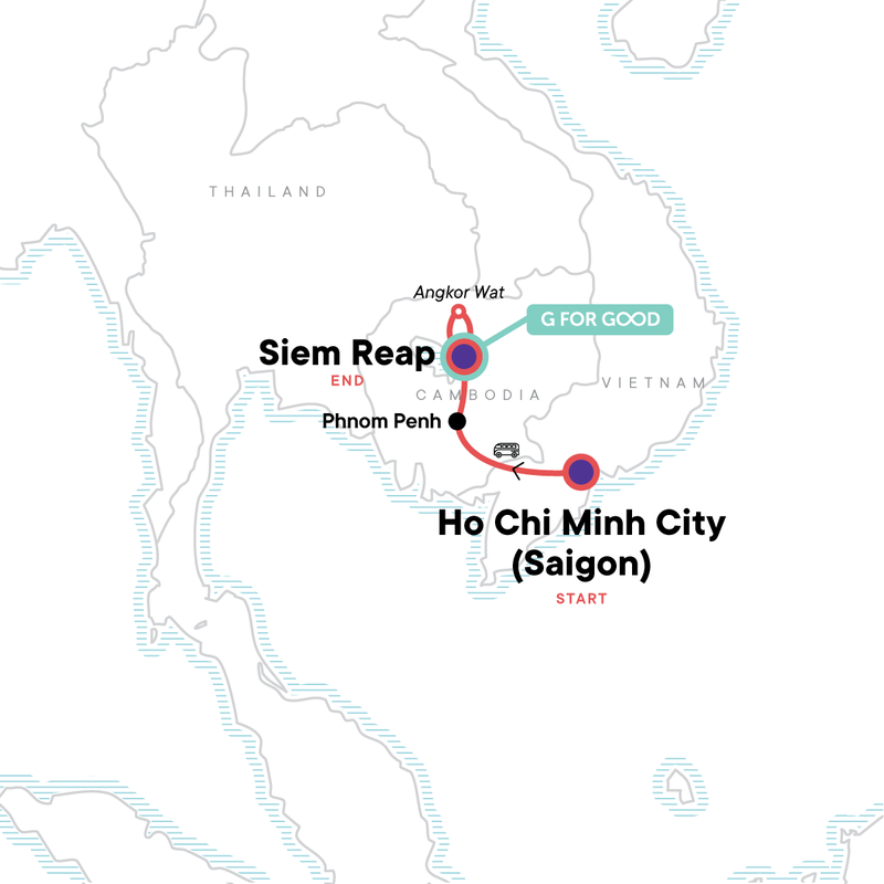 Map of the route for Vietnam & Cambodia Explorer