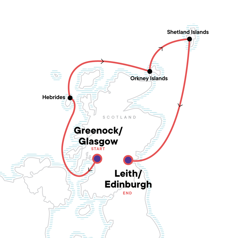 Map of the route for The Scottish Isles: An Expedition Through History & Highlands