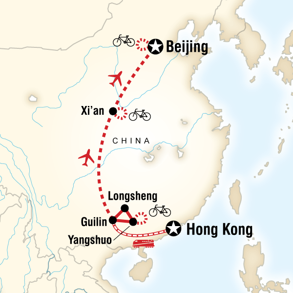 Map of the route for Cycle China