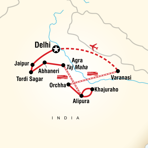 Map of the route for Essential India