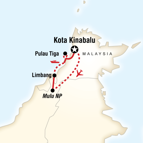 Map of the route for Western Borneo Experience