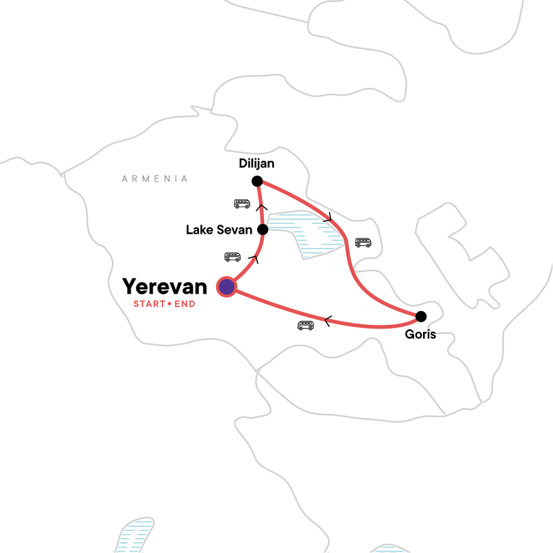 Map of the route for Armenia Discovery