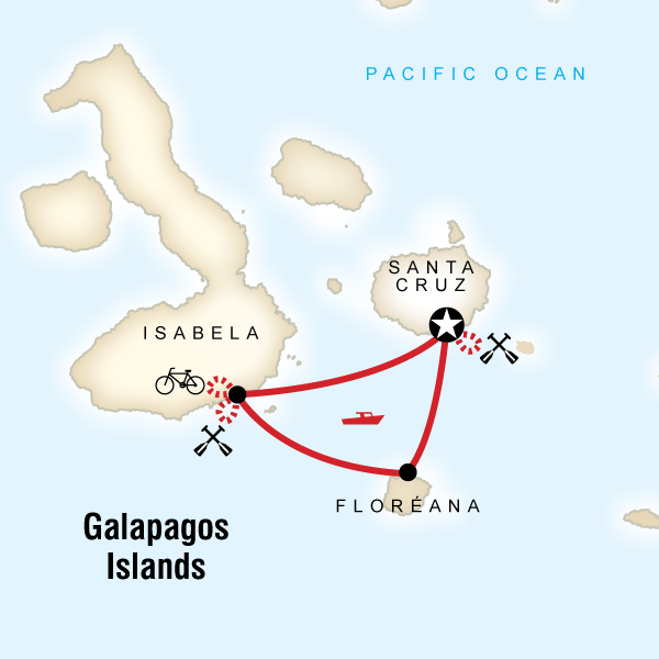 Map of the route for Galápagos Multisport Land-Only