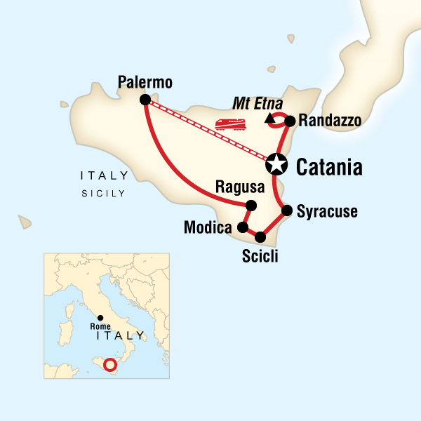 Map of the route for Best of Sicily