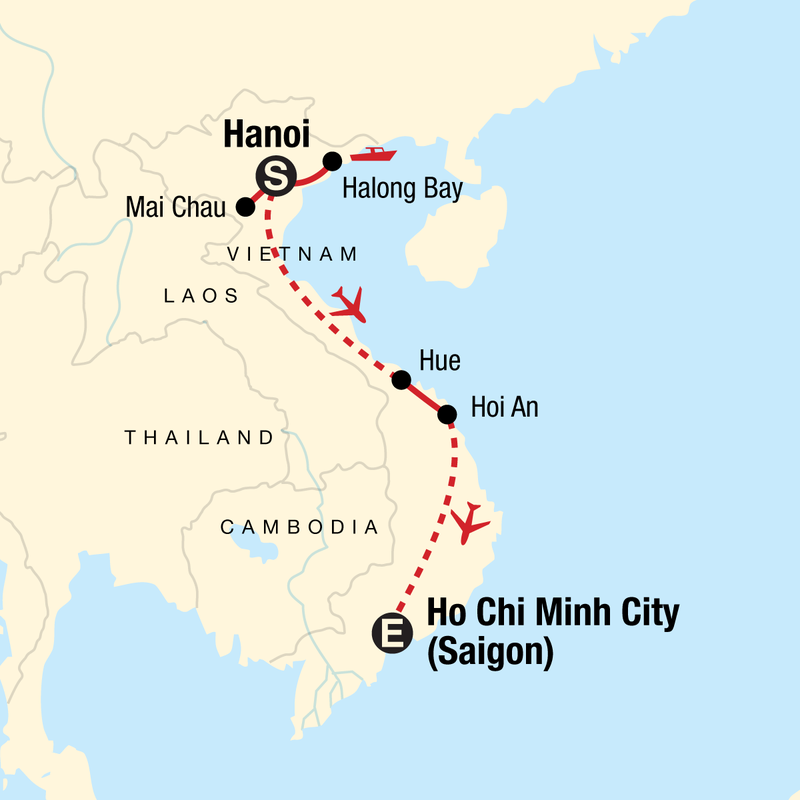 Map of the route for Explore Vietnam