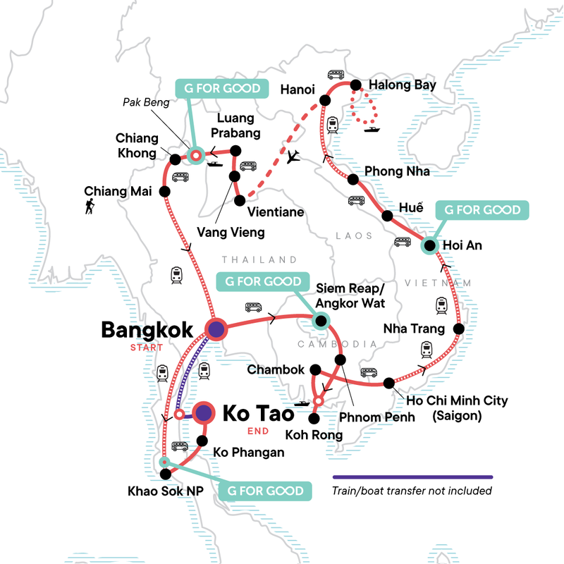 Map of the route for Epic Southeast Asia: River Cruises & Karst Mountains