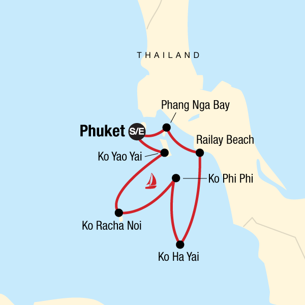 Map of the route for Sailing Thailand - Phuket to Phuket