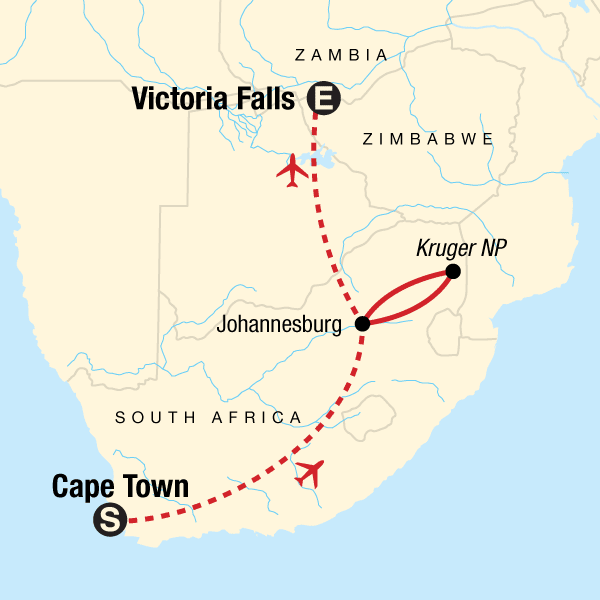 Where Is Victoria Falls In Africa On A Map TailorMade Southern Africa: Cape Town, Safaris & Victoria Falls in 