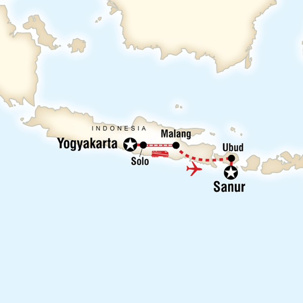 Map of the route for Explore Bali & Java