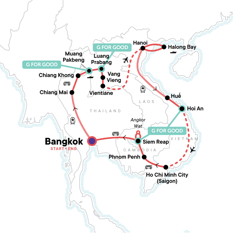 Map of the route for Southeast Asia Encompassed
