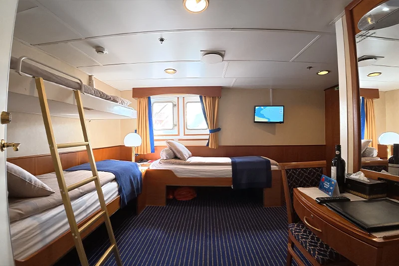 Upper Deck Obstructed View Triple Cabin on Antarctica Expedition Ship