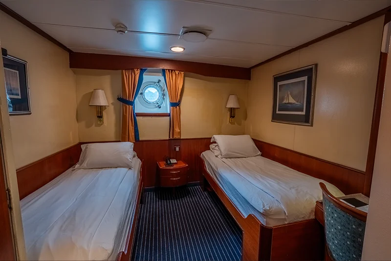 Main Deck Twin Porthole Cabin on Antarctica Expedition Ship