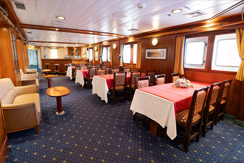 Dining room on Antarctica Expedition Ship