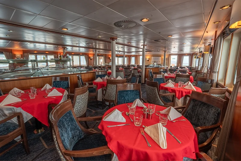 Dining room on Antarctica Expedition Ship