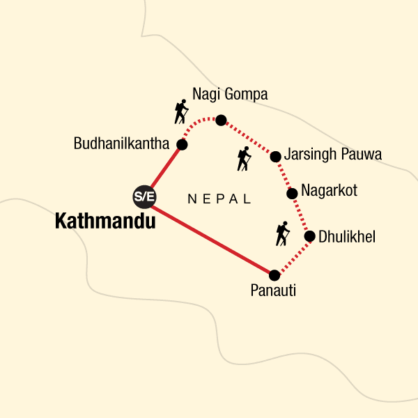 Kathmandu Valley Trek Independent Adventure Map
