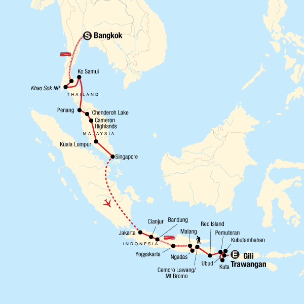 Bangkok to Bali Adventure: Street Eats & Beaches map