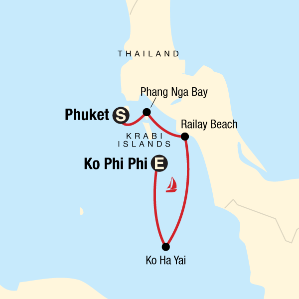 Sailing Thailand - Phuket to Ko Phi Phi map