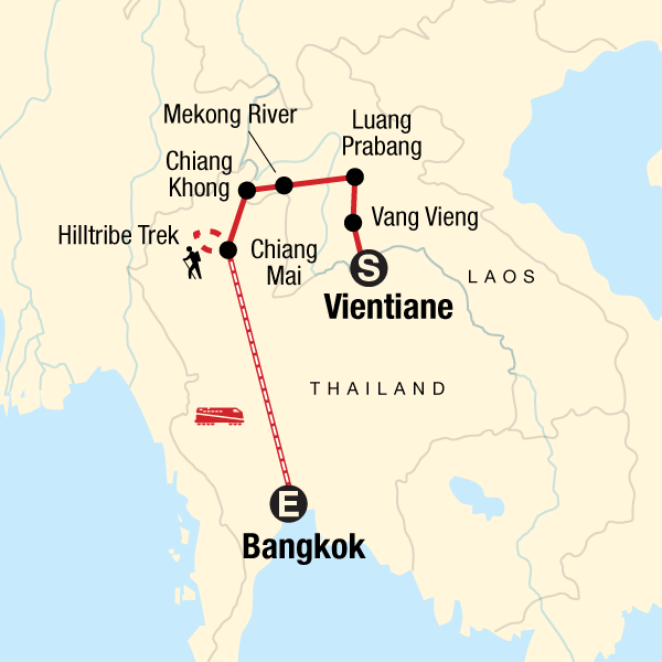 Laos to Northern Thailand: Treks & Trails map