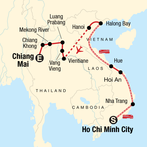 Map of Vietnam & Laos: Homestays & Houseboats