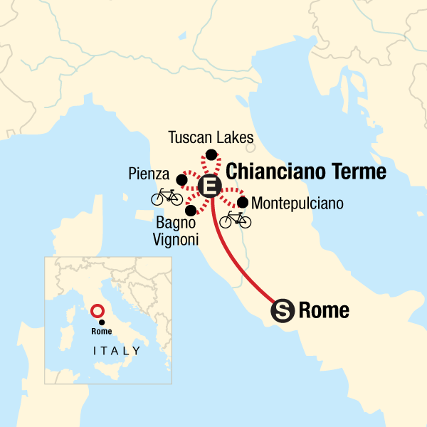 Cycling in Tuscany map