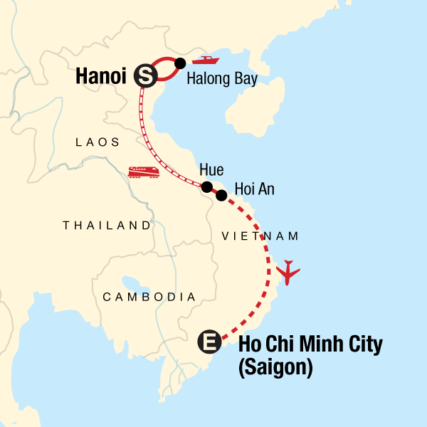 Classic Vietnam: Hanoi to Ho Chi Minh City map