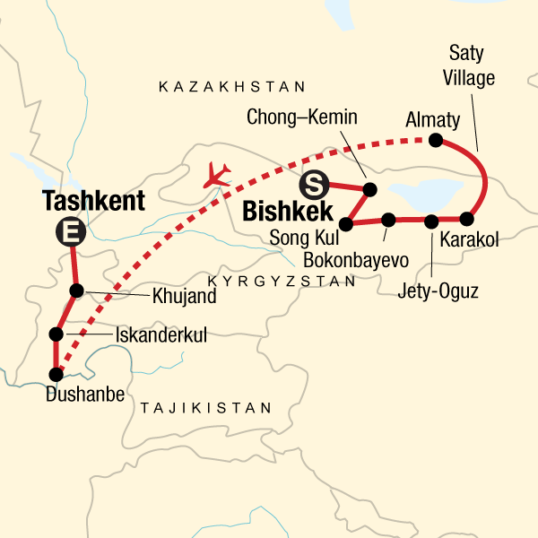 Best of Kyrgyzstan and Tajikistan Map