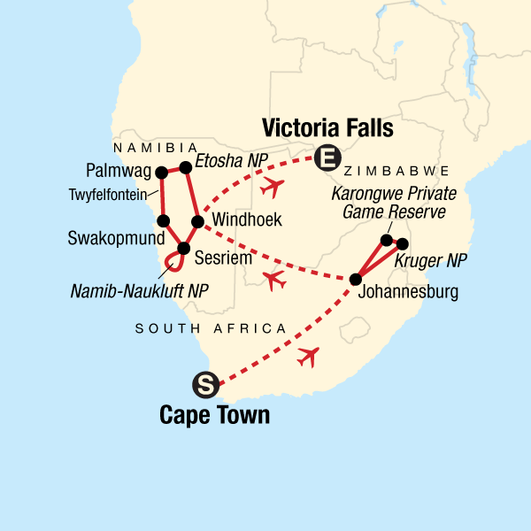 Southern Africa Highlights map